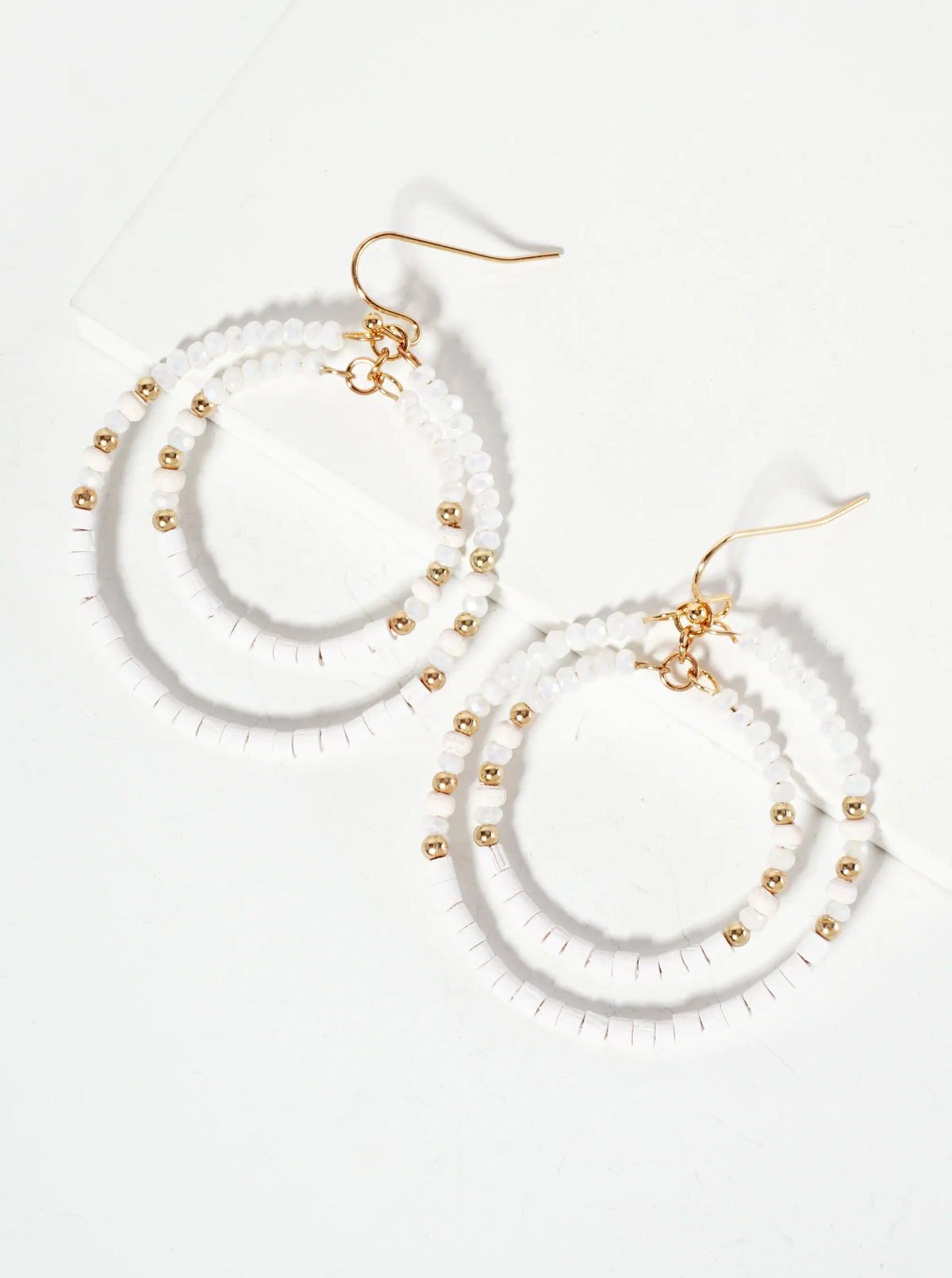 Multi-Beaded Double Circle Dangle Drop Earrings