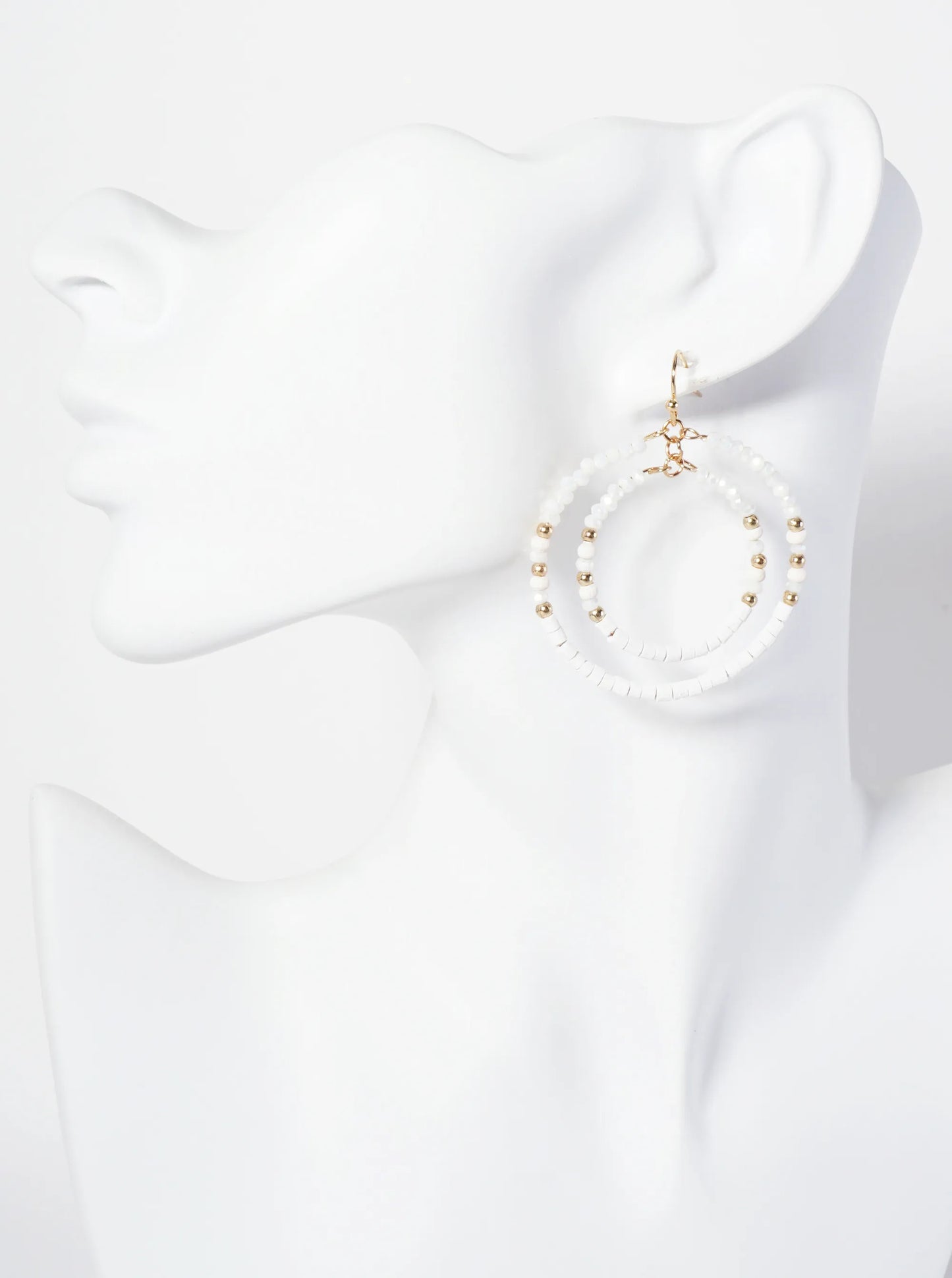 Multi-Beaded Double Circle Dangle Drop Earrings