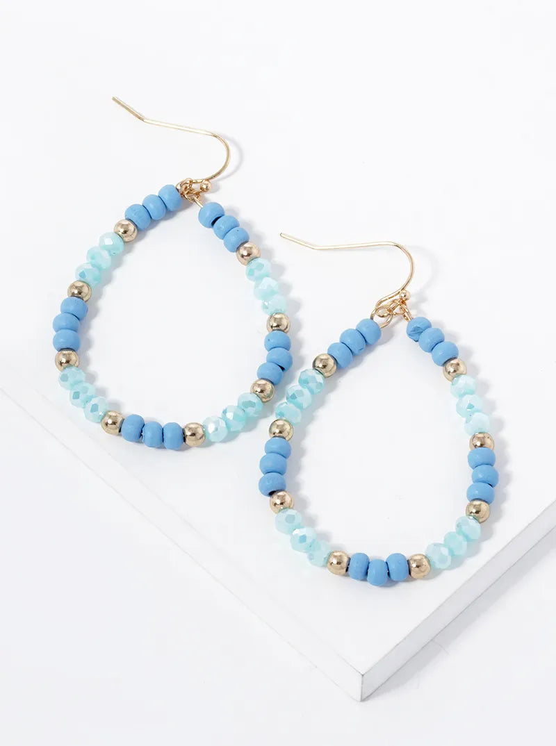 Multi Beaded Teardrop Dangle Earrings