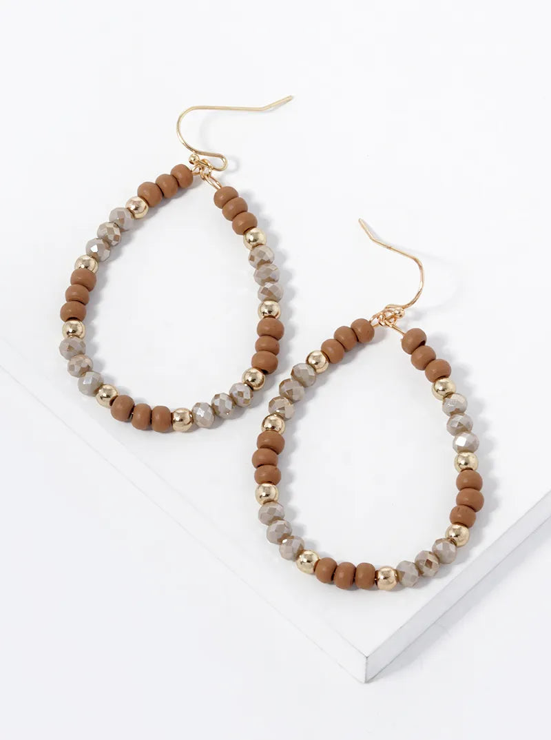 Multi Beaded Teardrop Dangle Earrings