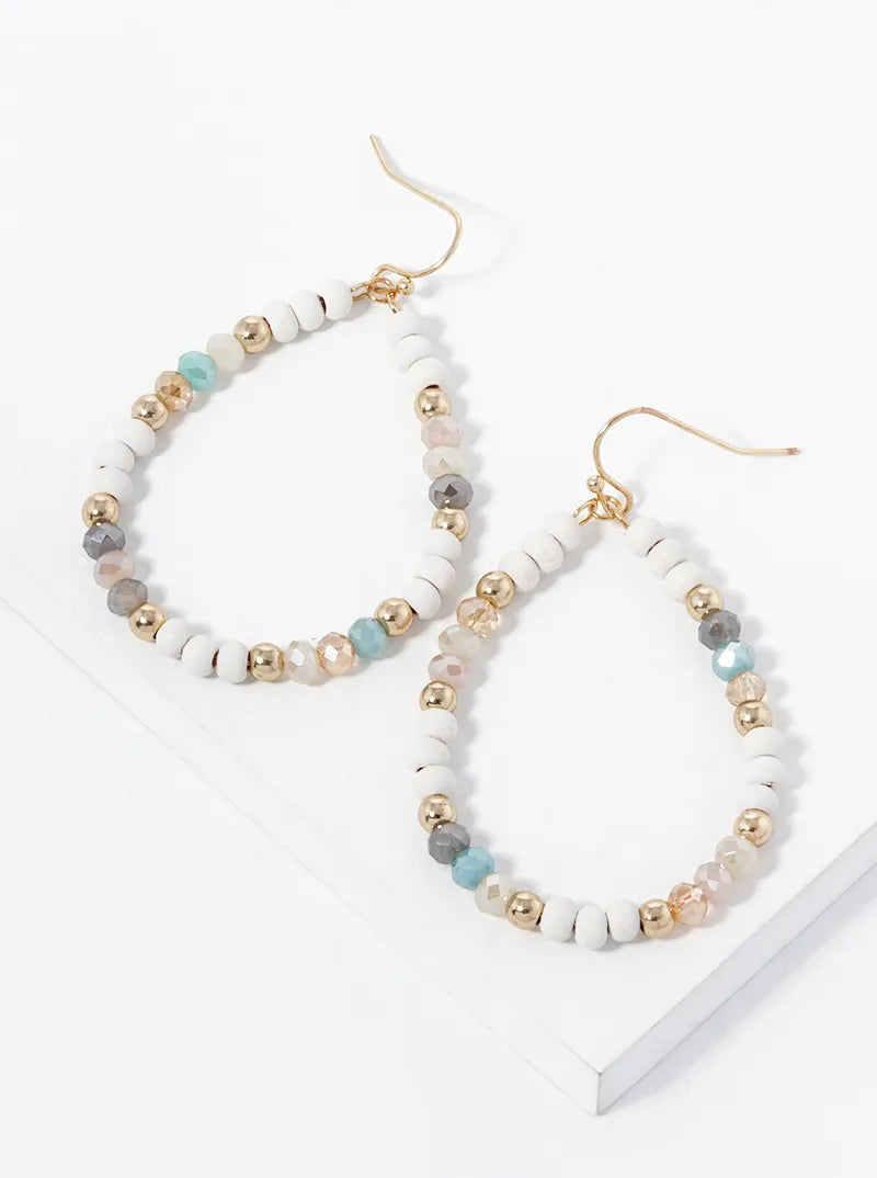 Multi Beaded Teardrop Dangle Earrings
