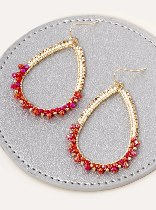 Multi Beaded Teardrop Dangle Earrings