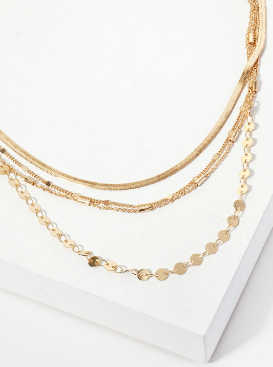 Multi-Chain Delicate Brass Layered Necklace
