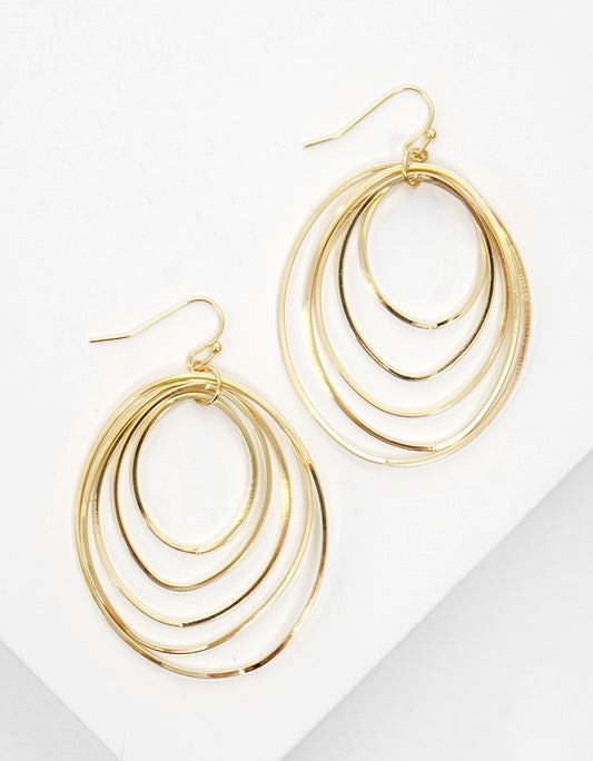 Multi Circle Lightweight Metal Dangle Drop Earrings