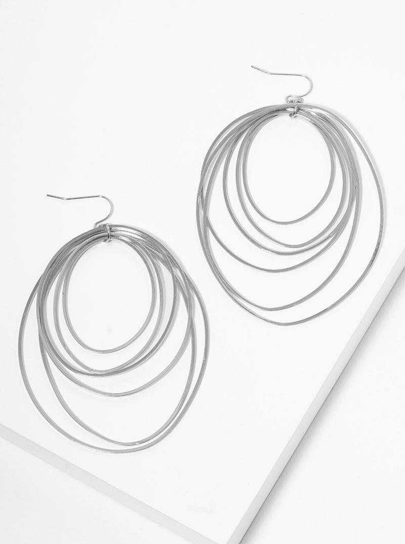 Multi-Circle Lightweight Metal Dangle Earrings