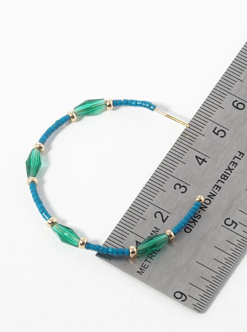 Multi Glass Beaded Lightweight 40mm Open Hoop Earrings