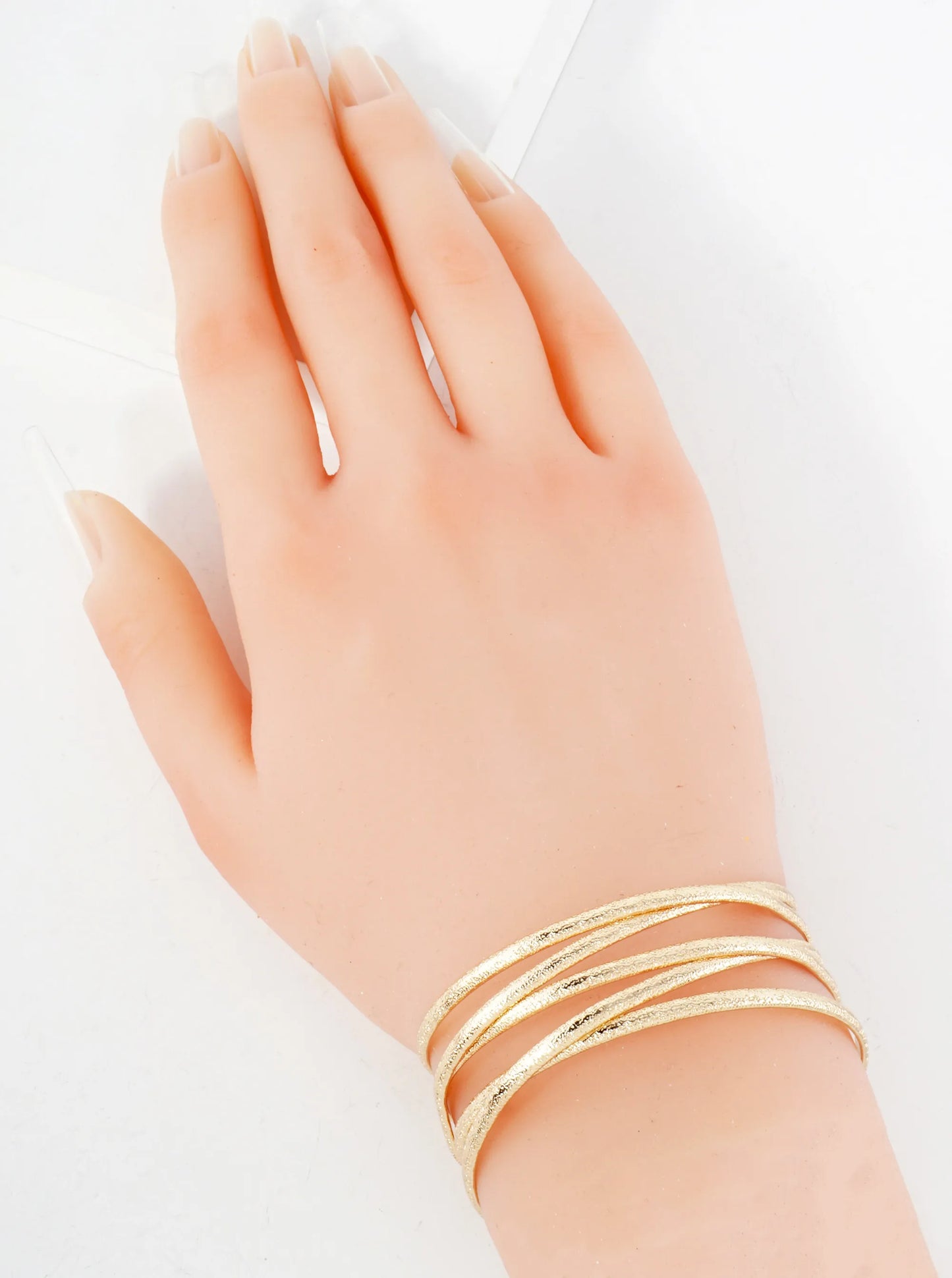 Multi-Layer Sand-Texture Metal Open Cuff Bracelet