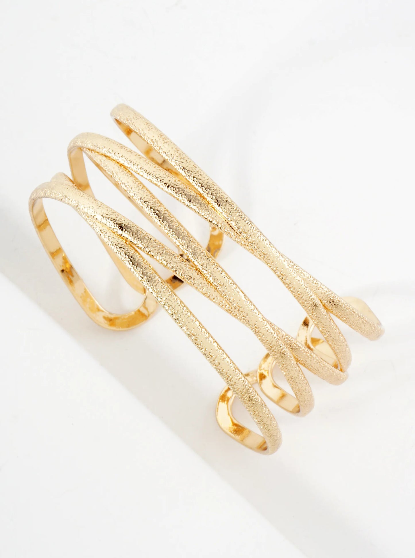 Multi-Layer Sand-Texture Metal Open Cuff Bracelet