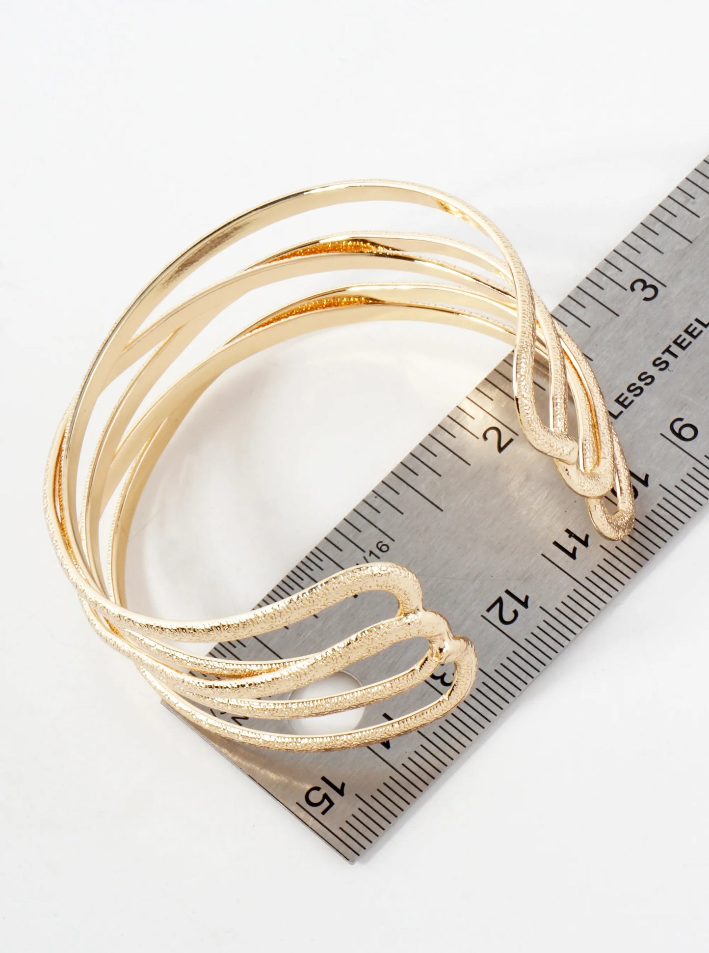 Multi-Layer Sand-Texture Metal Open Cuff Bracelet
