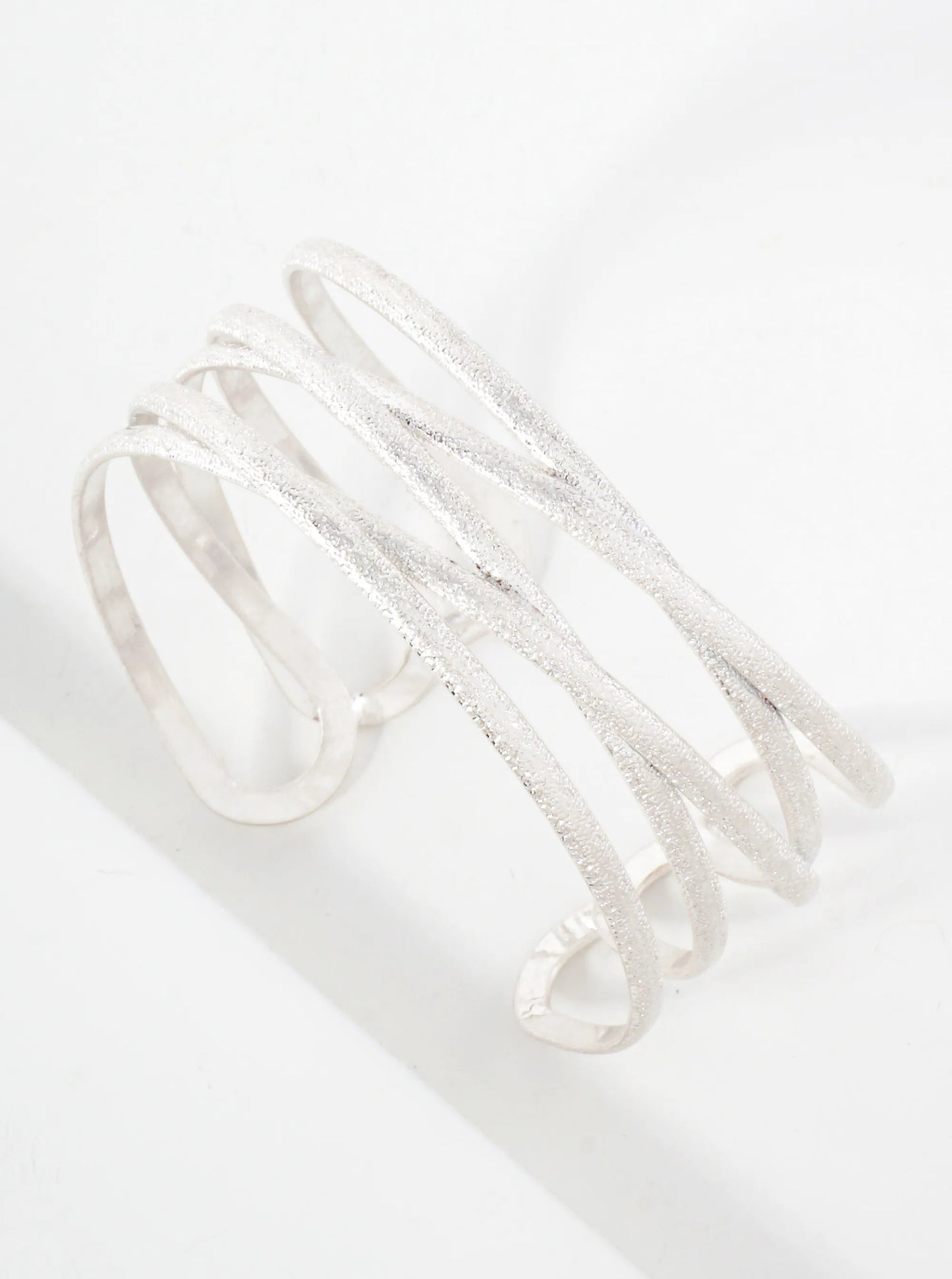 Multi-Layer Sand-Texture Metal Open Cuff Bracelet