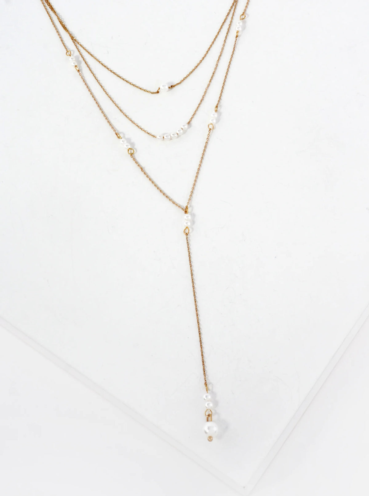 Multi Layer Y Shaped Necklace With Pearls