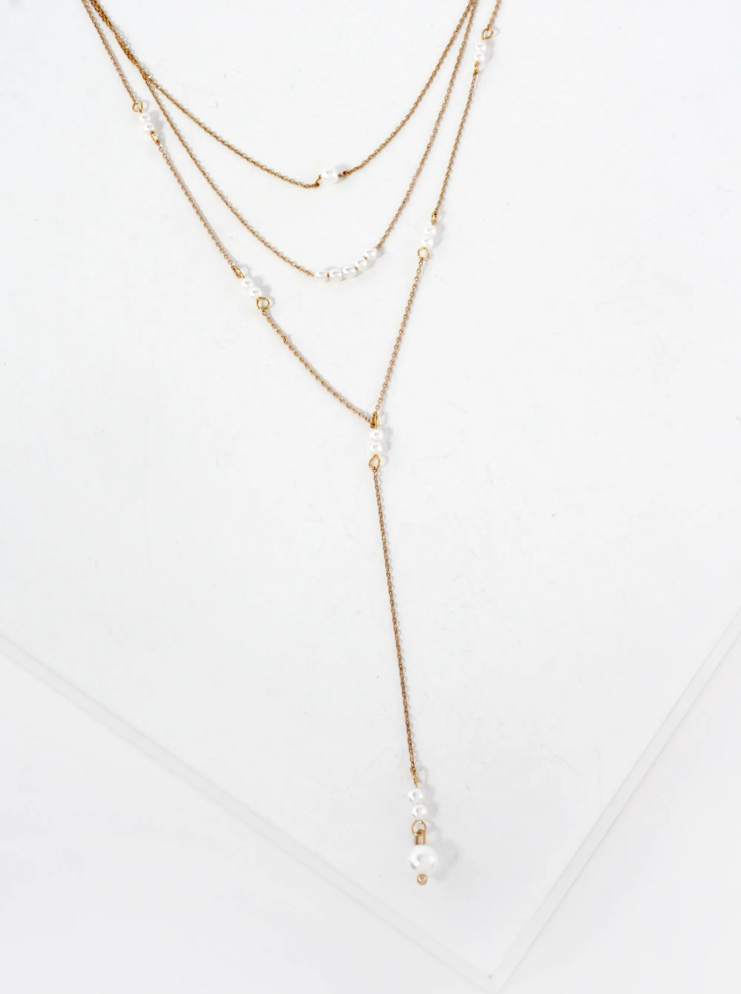 Multi Layer Y Shaped Necklace With Pearls