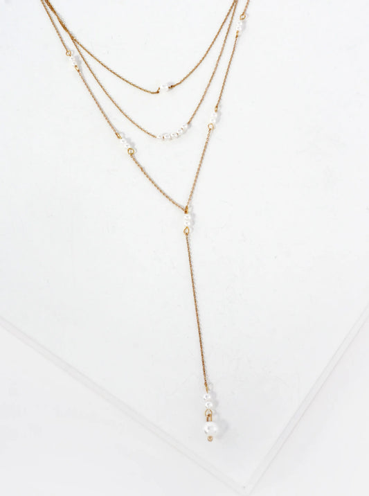Multi Layer Y Shaped Necklace With Pearls