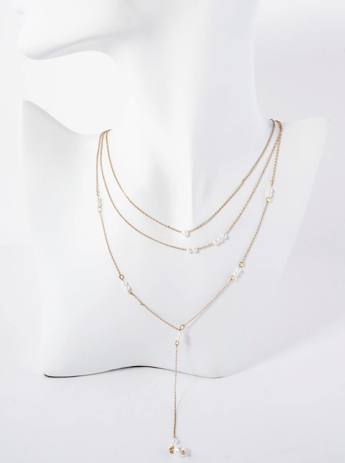Multi Layer Y Shaped Necklace With Pearls