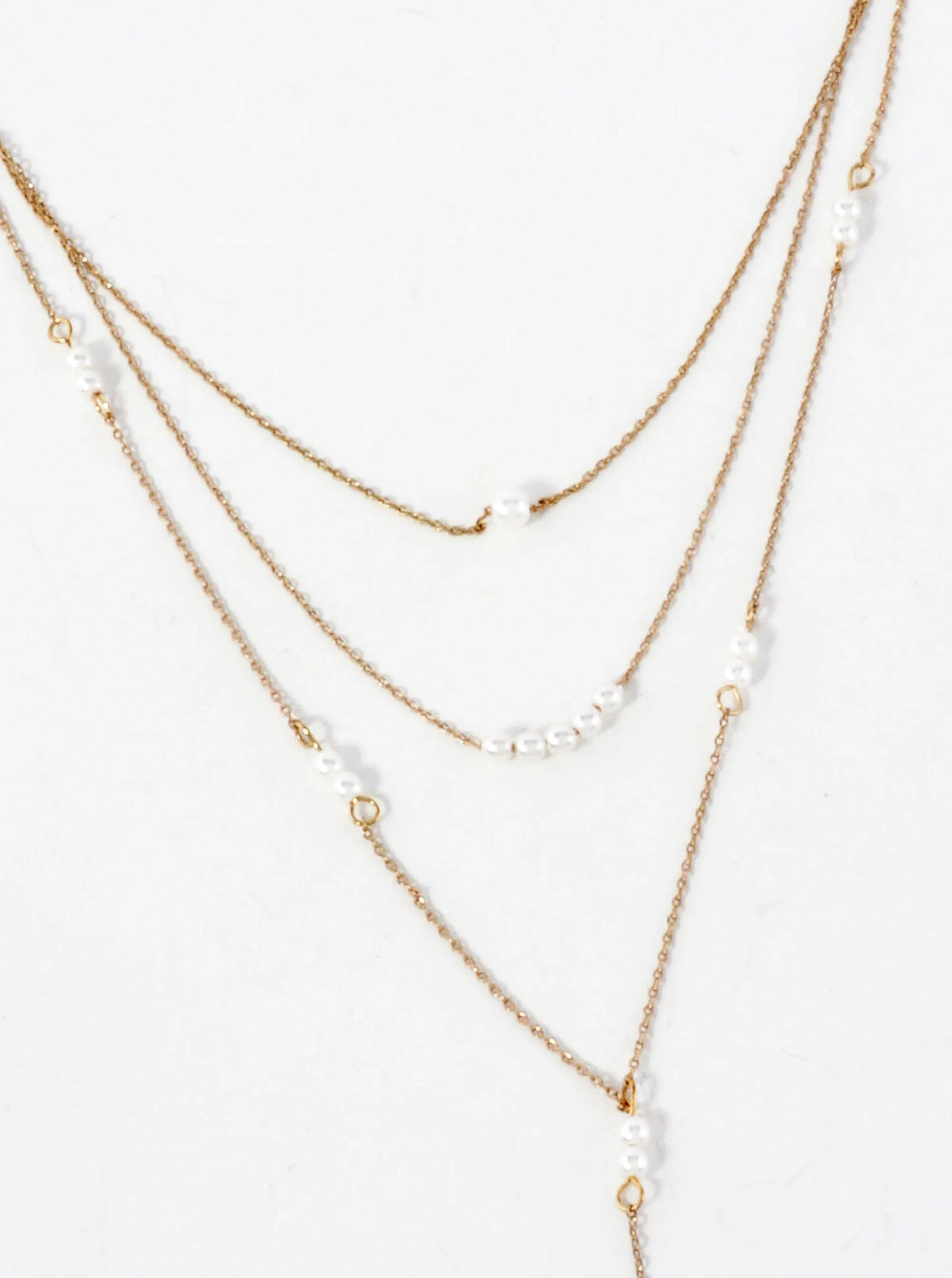 Multi Layer Y Shaped Necklace With Pearls