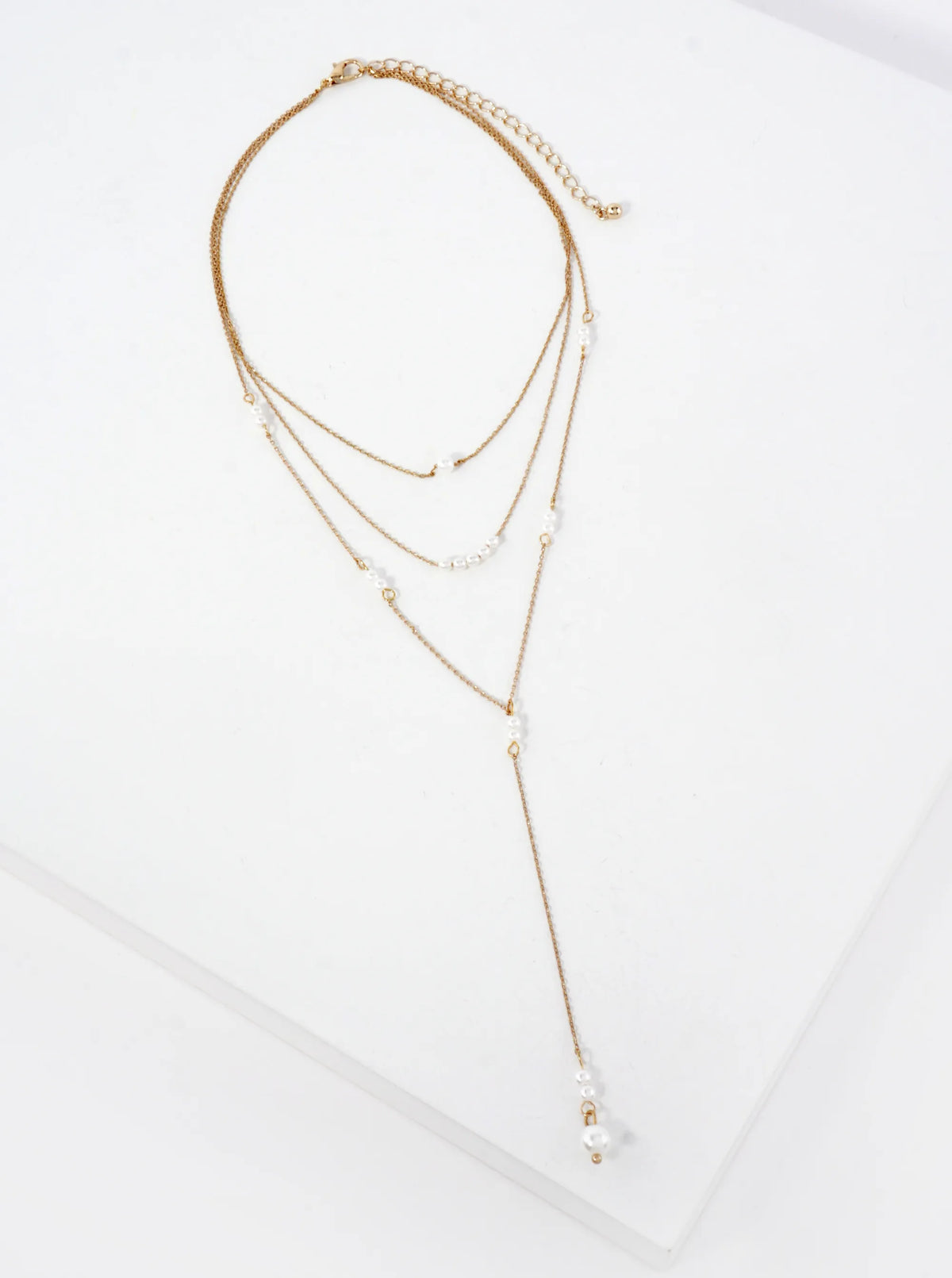 Multi Layer Y Shaped Necklace With Pearls