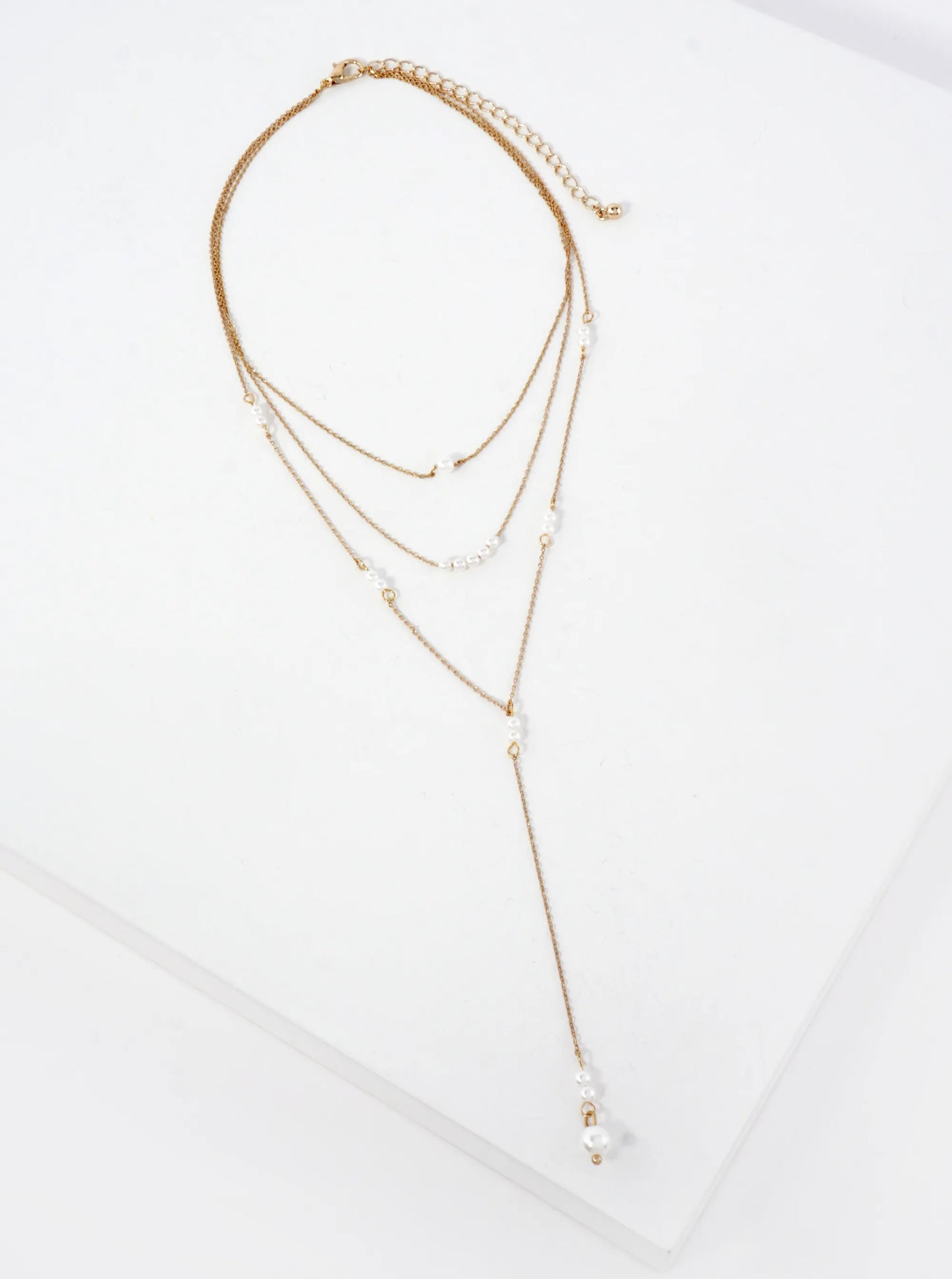 Multi Layer Y Shaped Necklace With Pearls