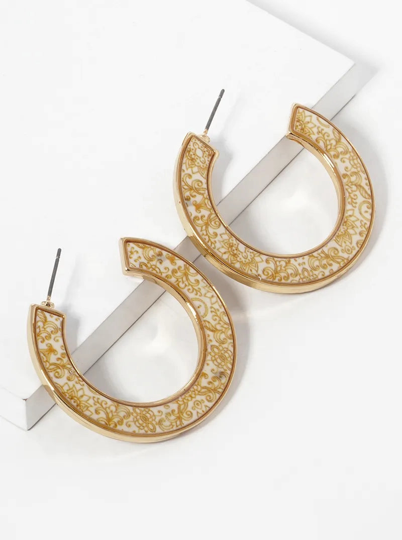 Multi Pattern 35mm Resin Hoop Earrings