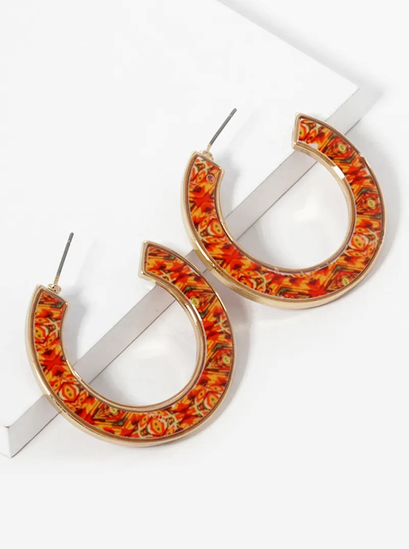Multi Pattern 35mm Resin Hoop Earrings