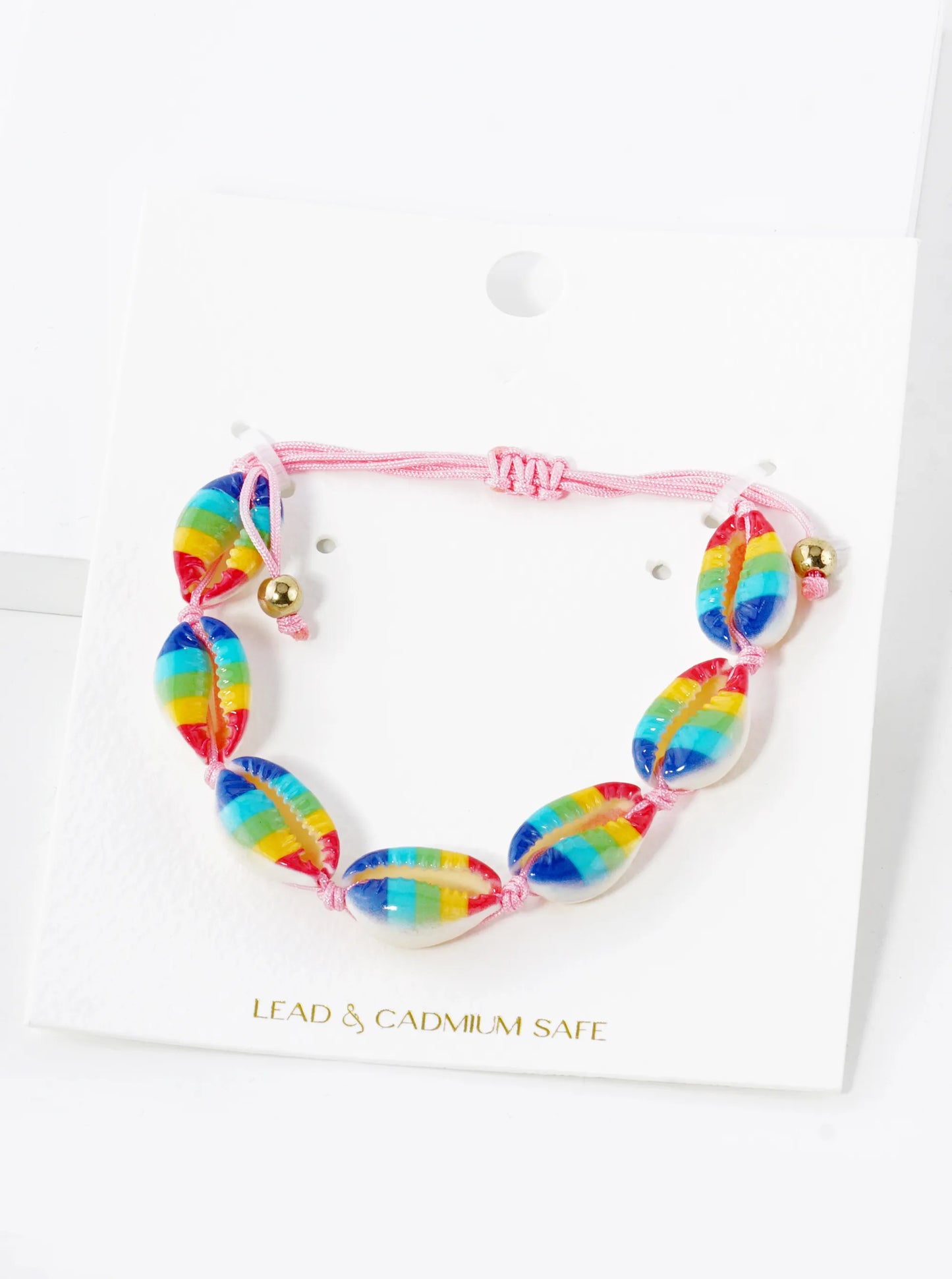 Multi Patterned Cowrie Shell Pull-Tie Bracelet