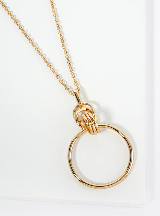 Multi Ring Pendant 32 Inch Long Necklace