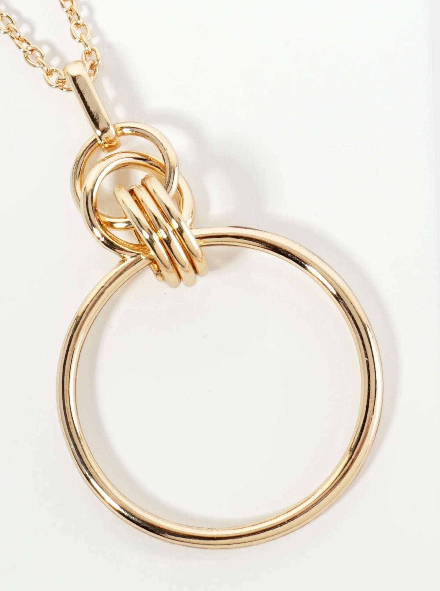 Multi Ring Pendant 32 Inch Long Necklace