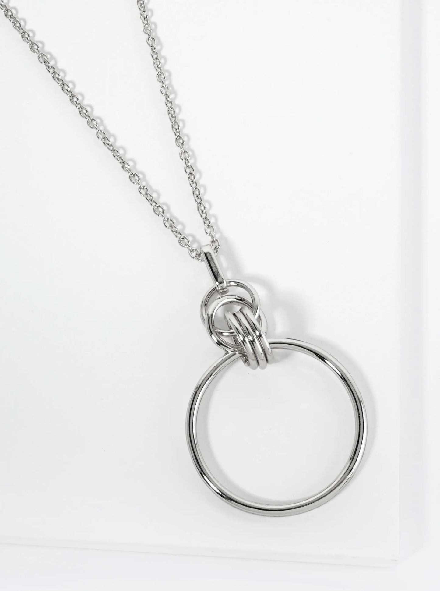 Multi Ring Pendant 32 Inch Long Necklace