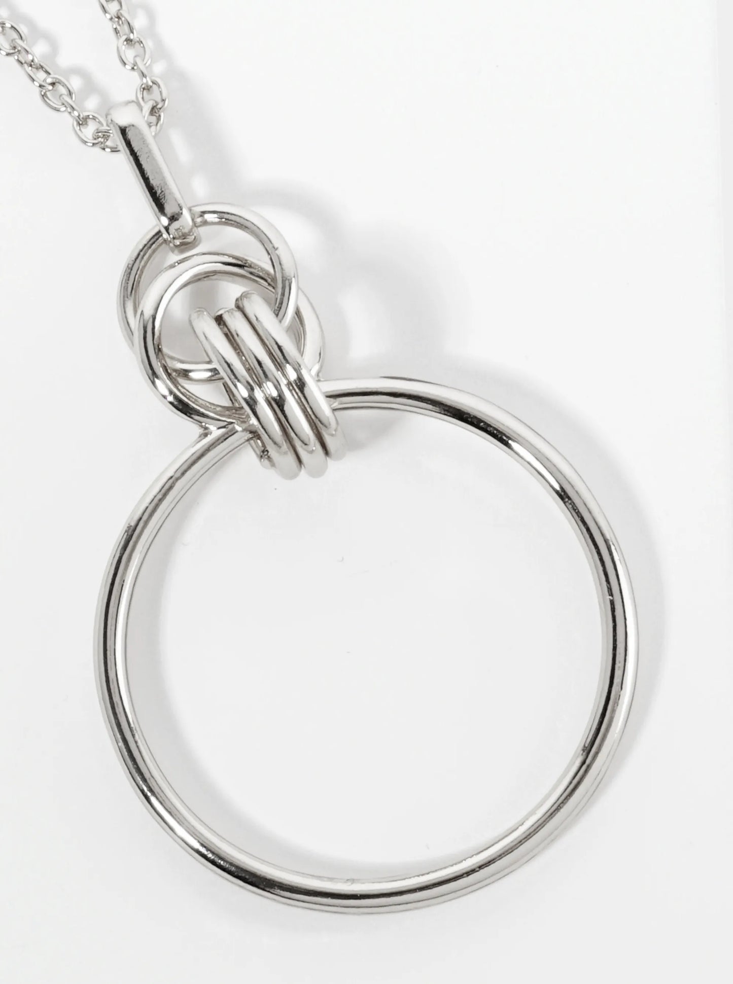 Multi Ring Pendant 32 Inch Long Necklace