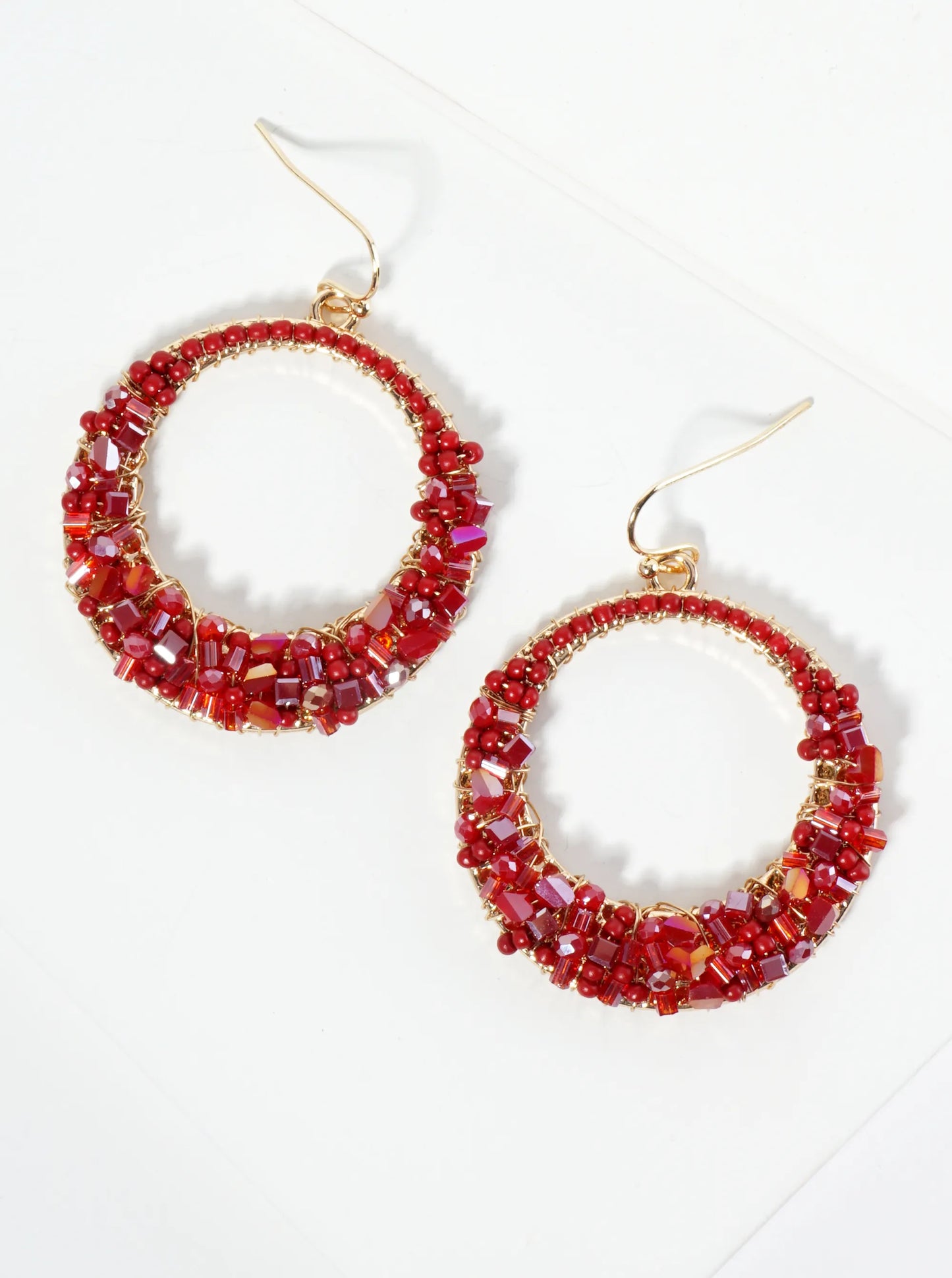 Multi Shape Glass Beaded Circle Drop Earrings