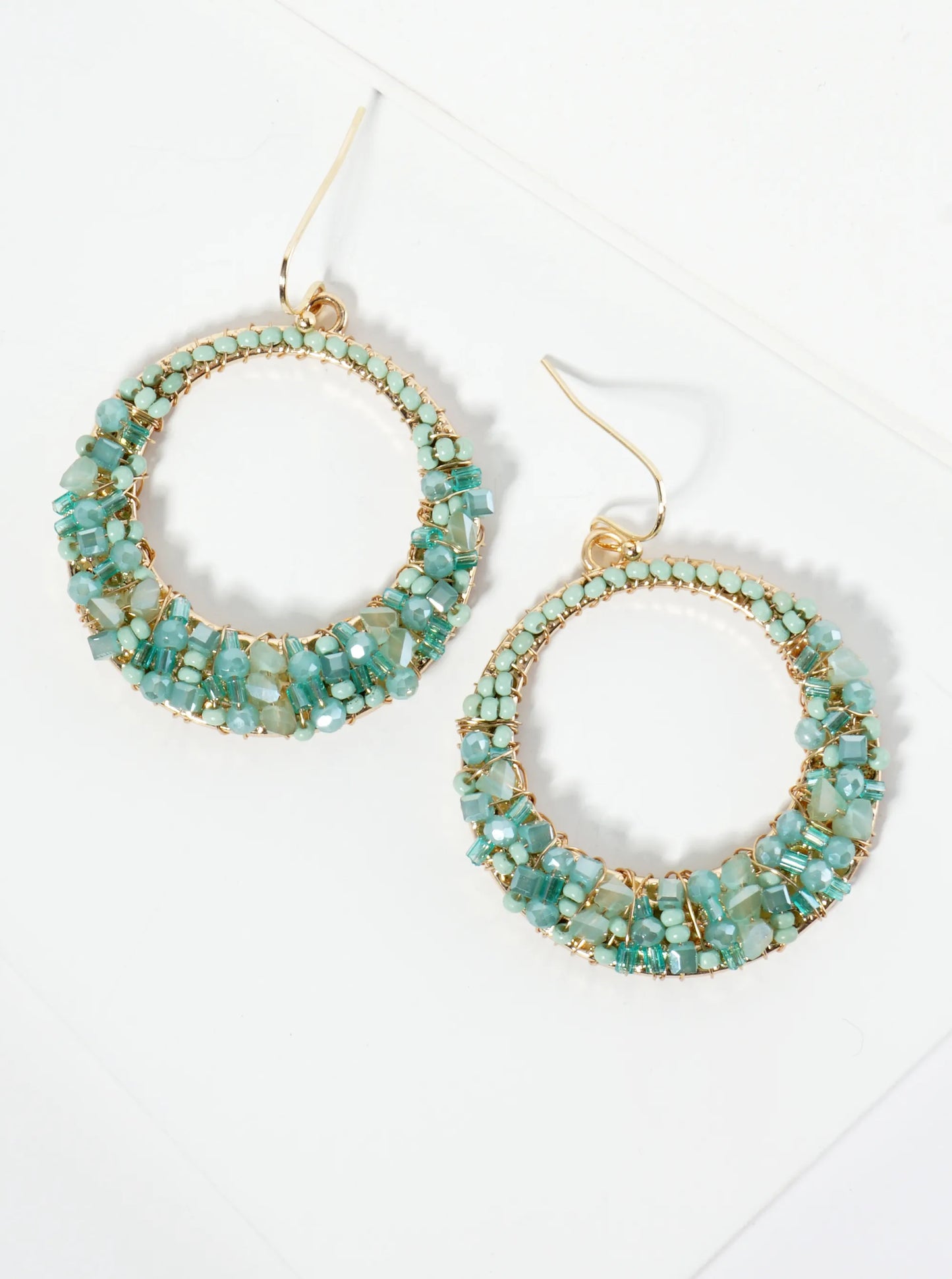 Multi Shape Glass Beaded Circle Drop Earrings