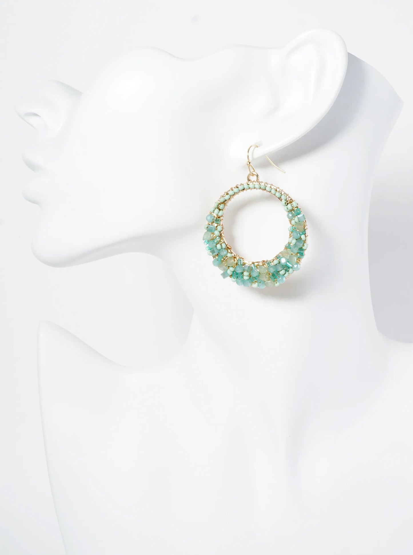 Multi Shape Glass Beaded Circle Drop Earrings