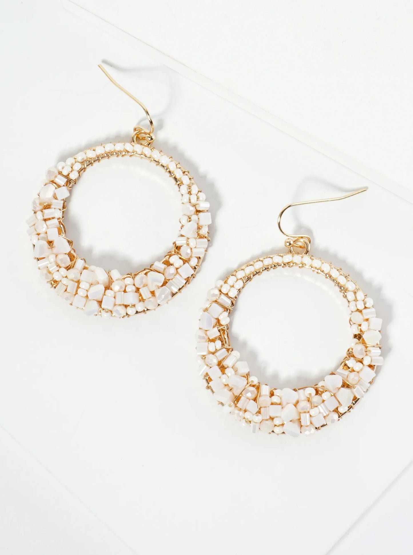 Multi Shape Glass Beaded Circle Drop Earrings