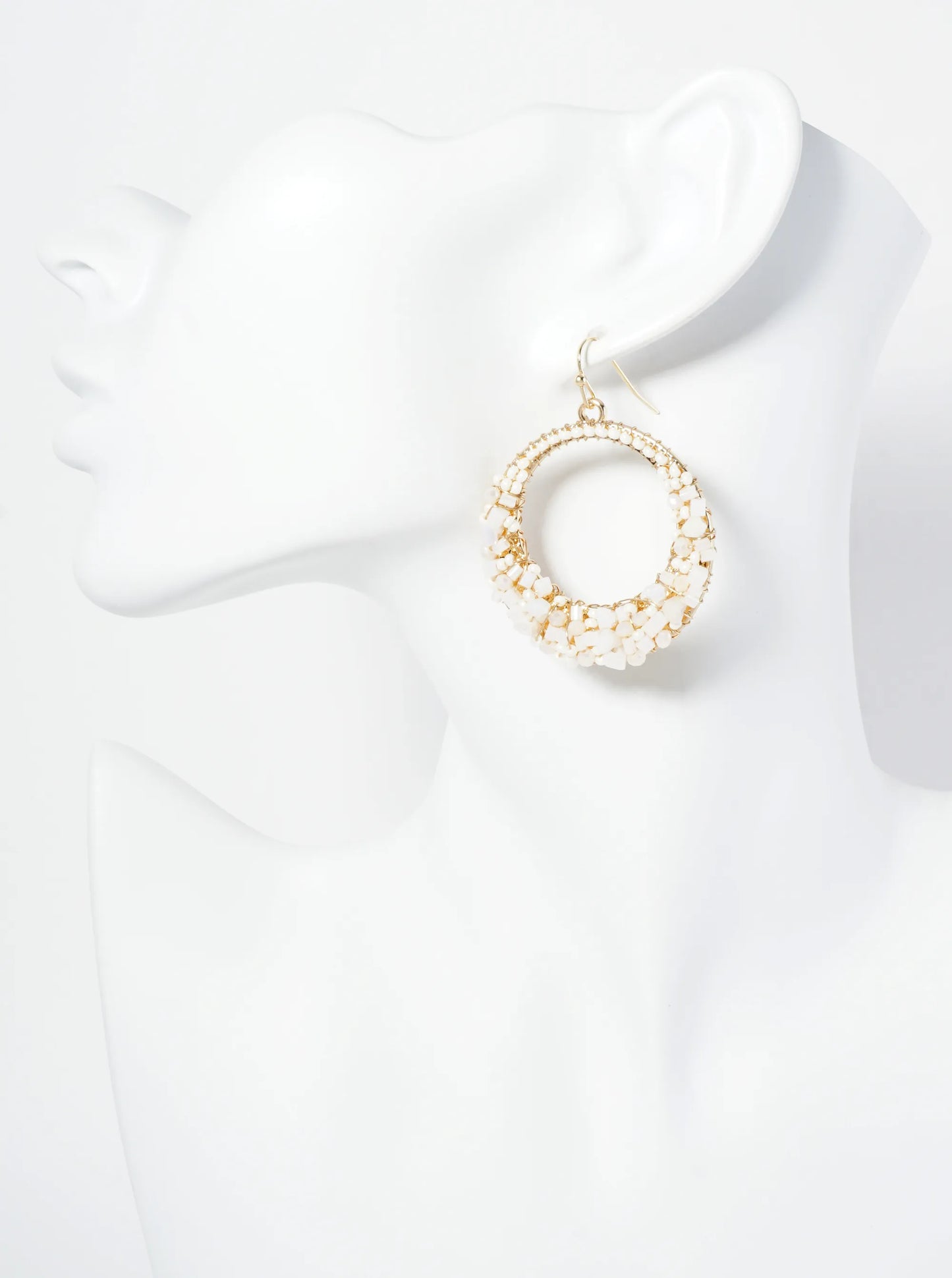 Multi Shape Glass Beaded Circle Drop Earrings