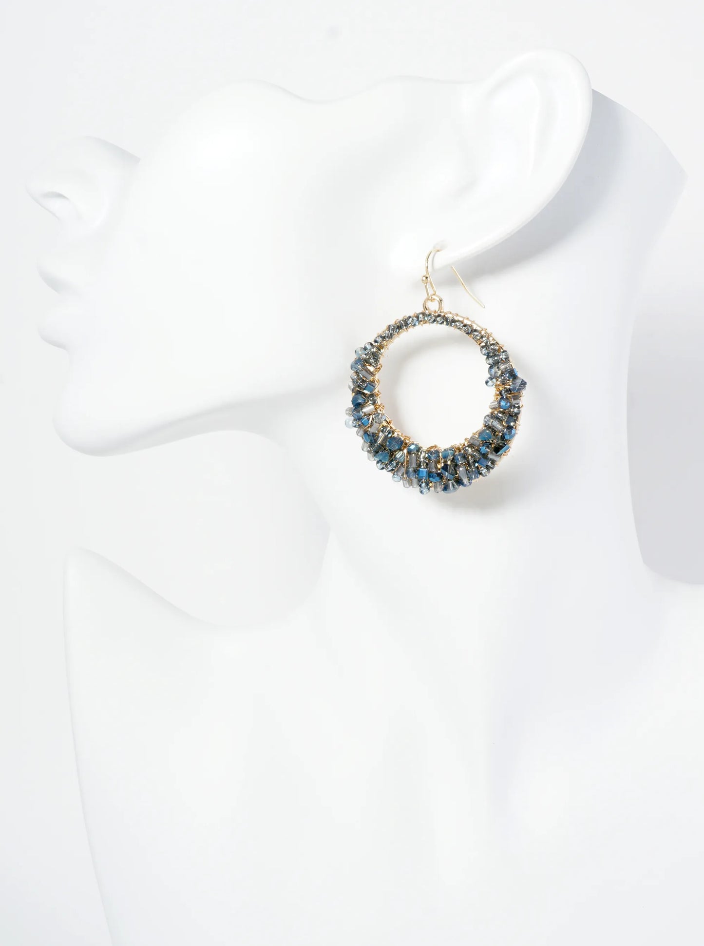 Multi Shape Glass Beaded Circle Drop Earrings