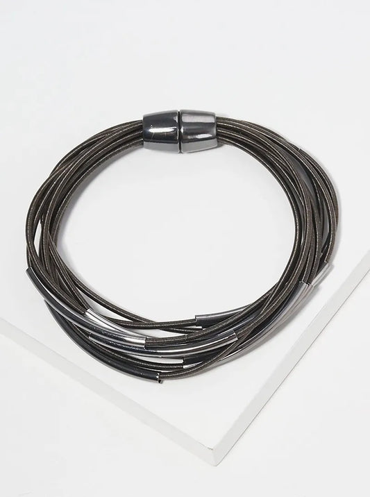 Multi-Strand Spring Wire Stretch Bracelet With Magnetic Clasp