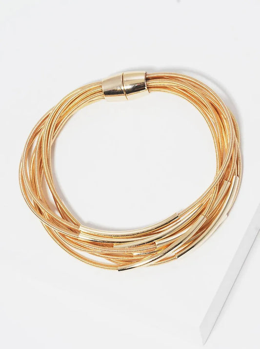 Multi-Strand Spring Wire Stretch Bracelet With Magnetic Clasp
