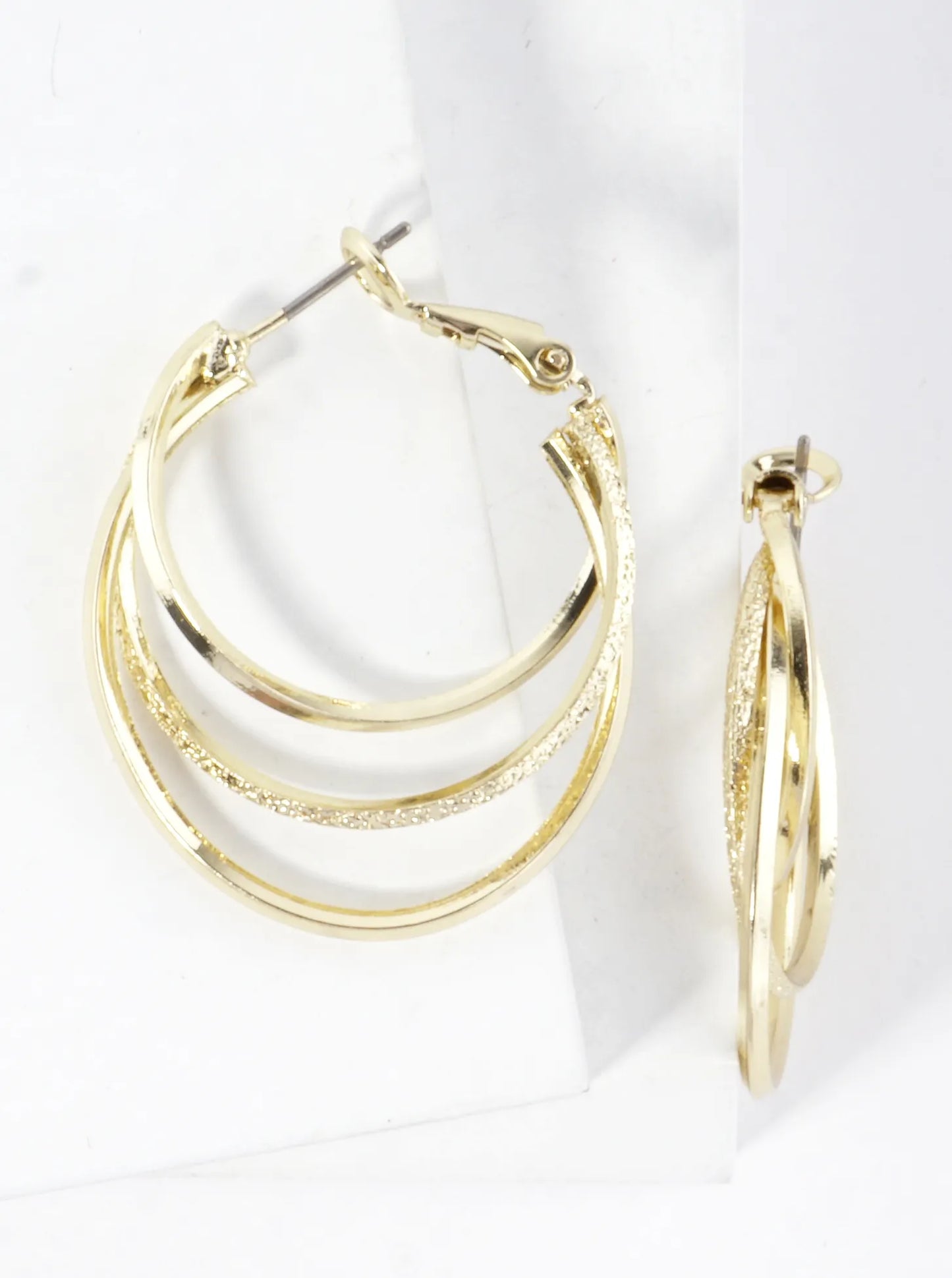 Multi Texture Stacked Layered Hoop Earrings