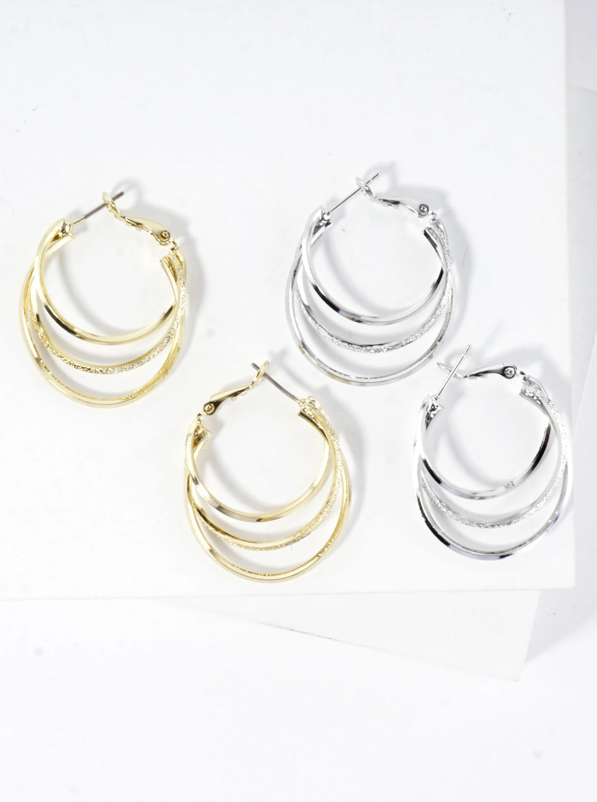 Multi Texture Stacked Layered Hoop Earrings