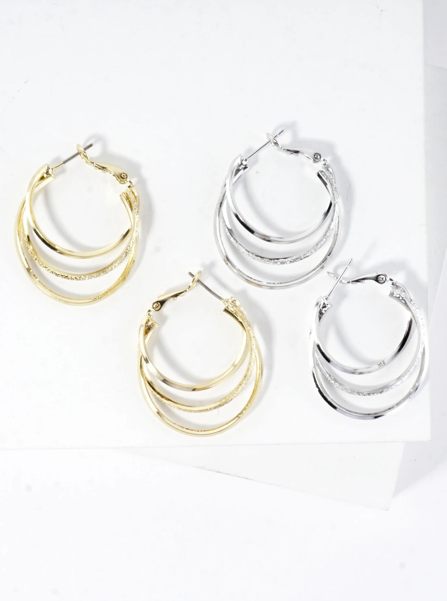 Multi Texture Stacked Layered Hoop Earrings