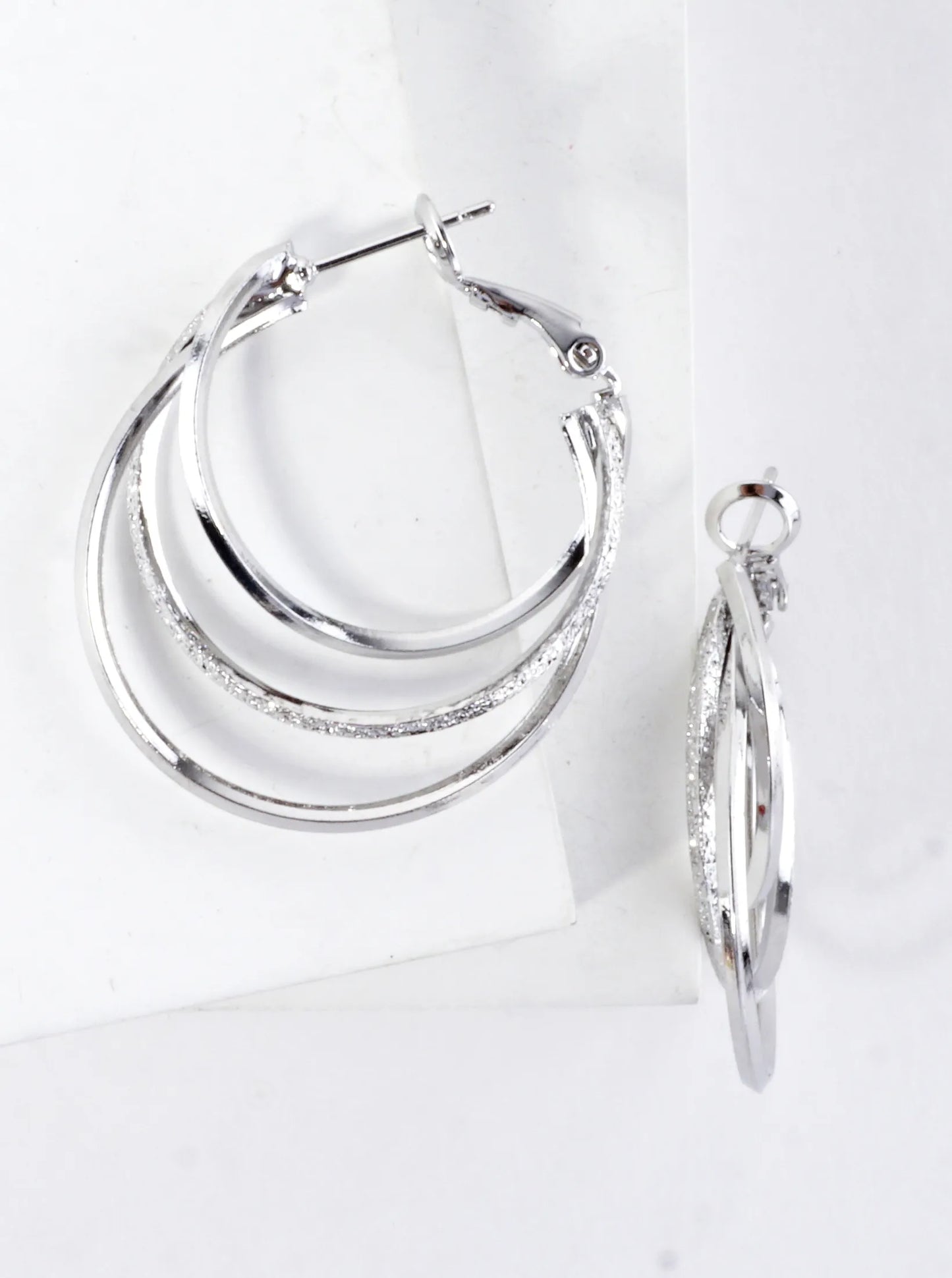 Multi Texture Stacked Layered Hoop Earrings