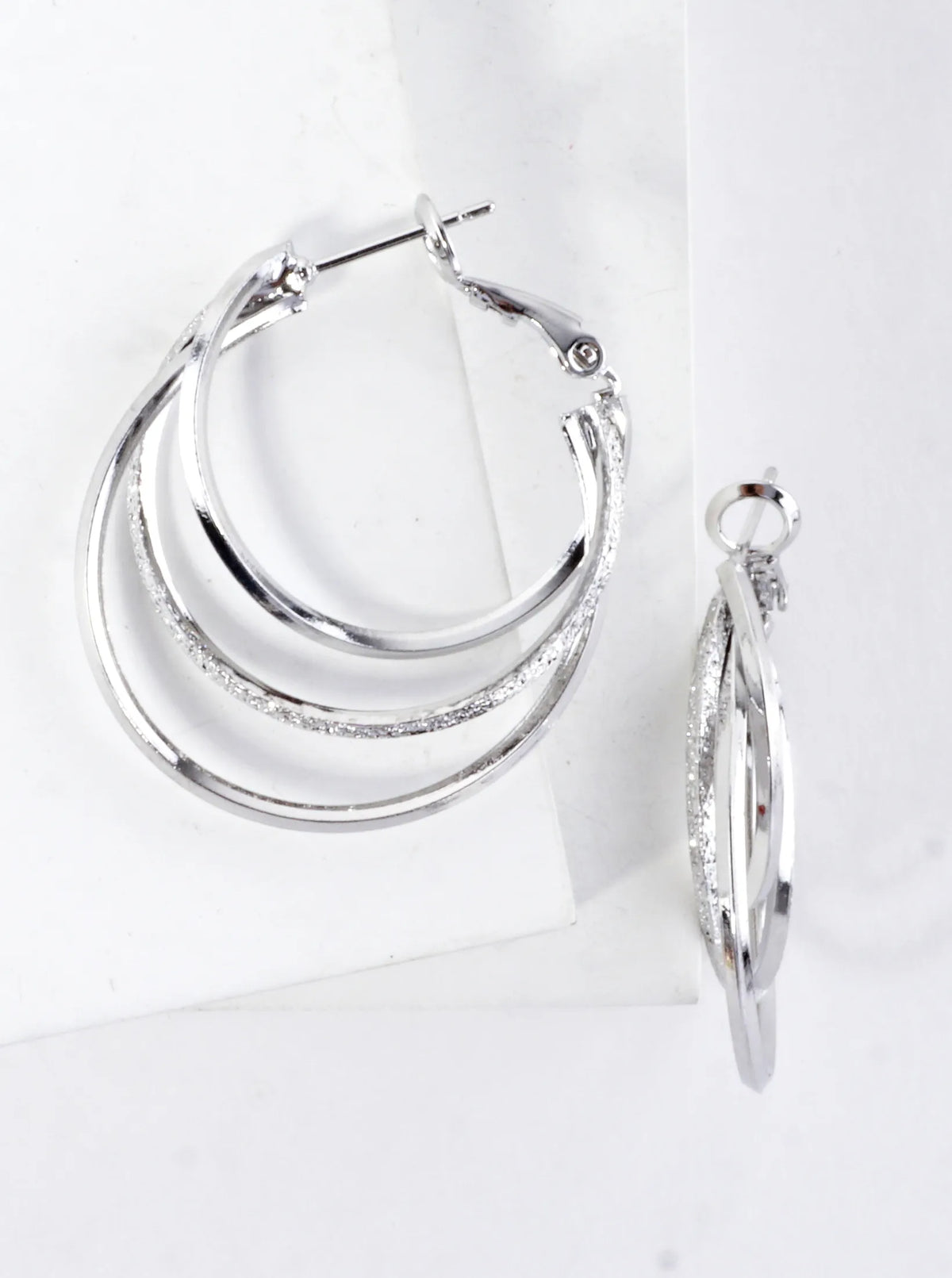 Multi Texture Stacked Layered Hoop Earrings