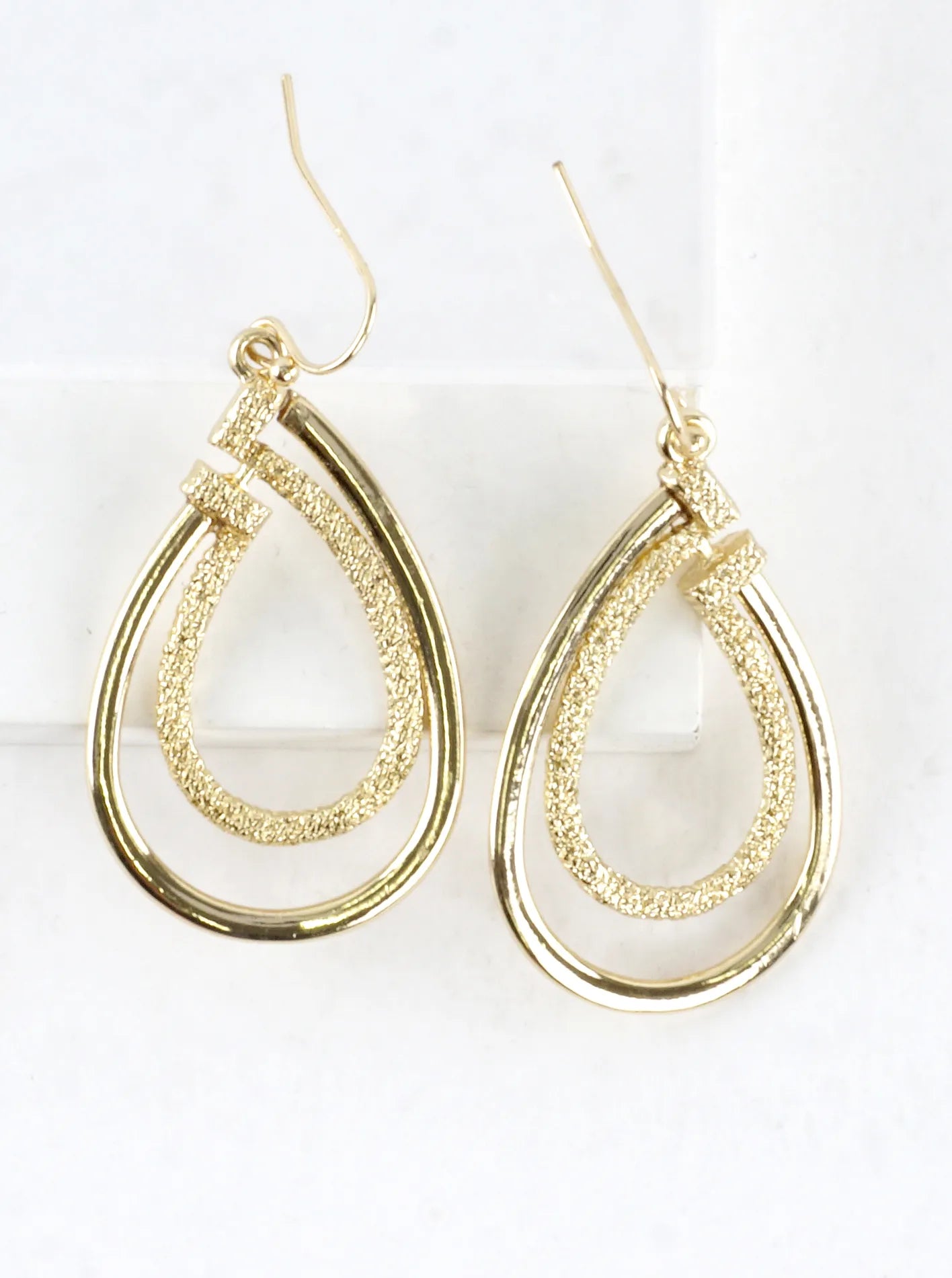 Multi Texture Teardrop Drop Earrings