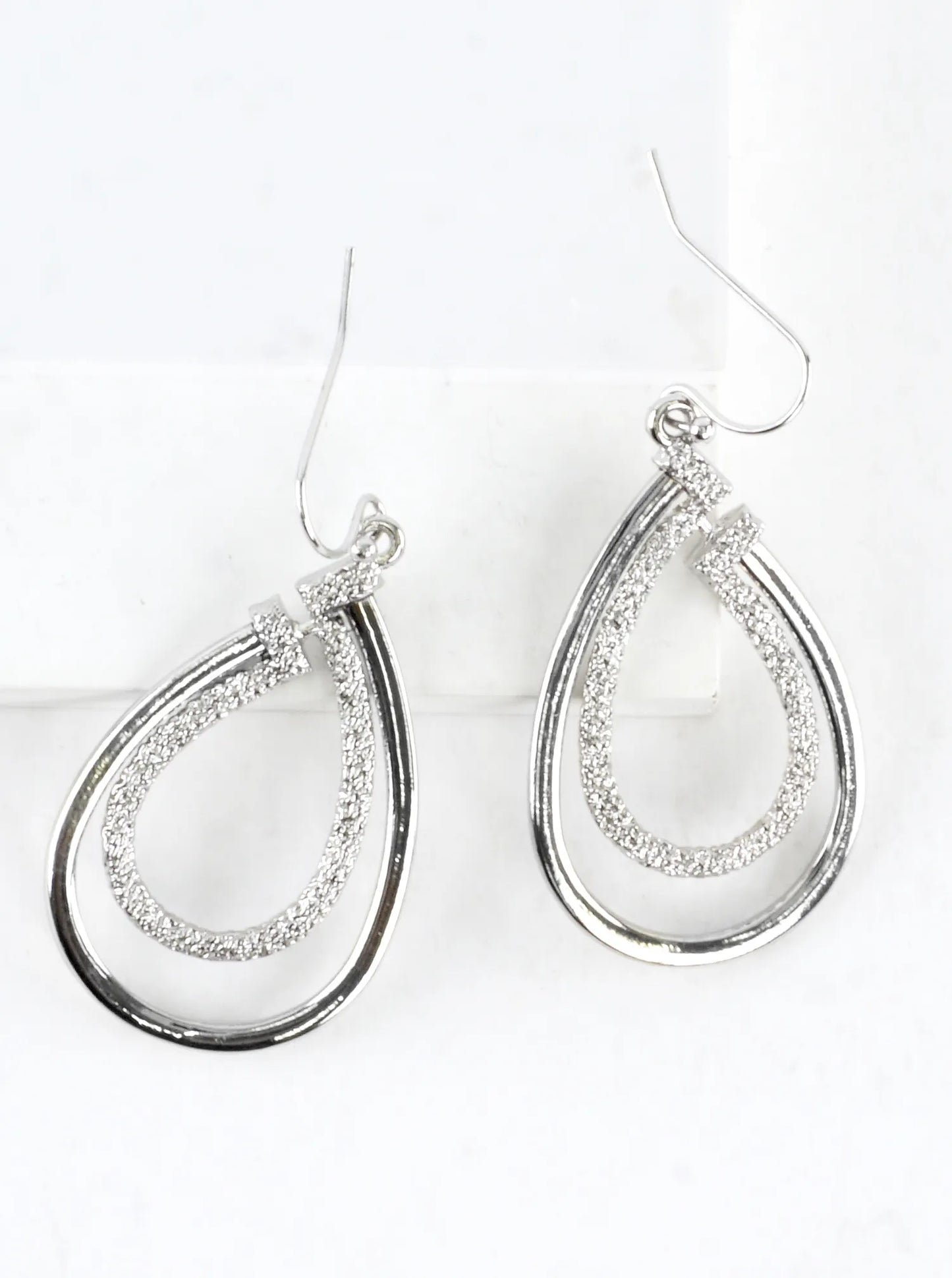 Multi Texture Teardrop Drop Earrings