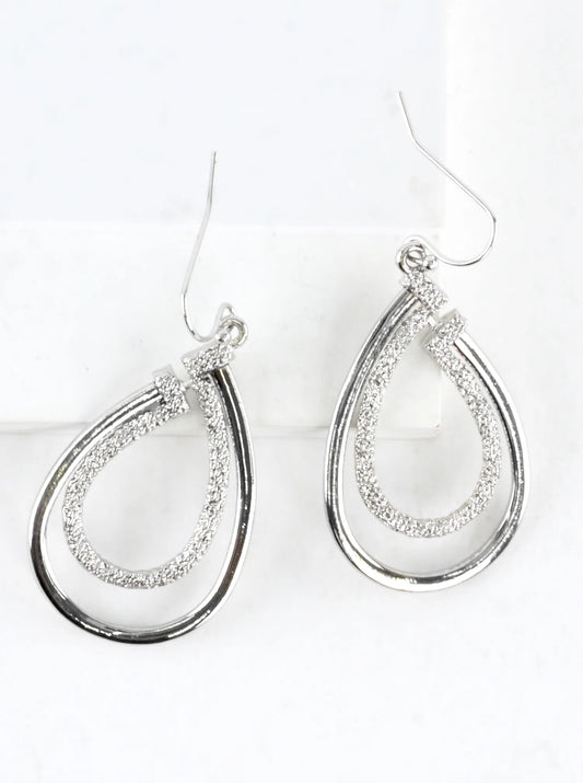Multi Texture Teardrop Drop Earrings