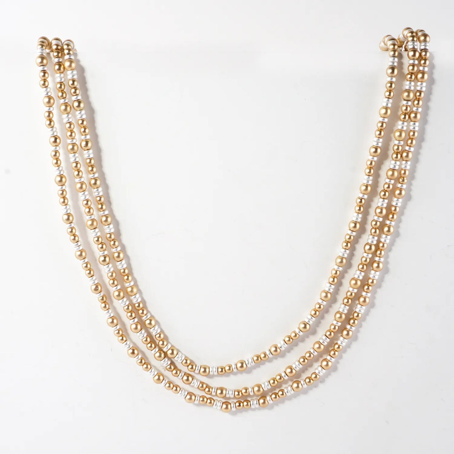 Multi Tone Metallic Beaded Layered Necklace