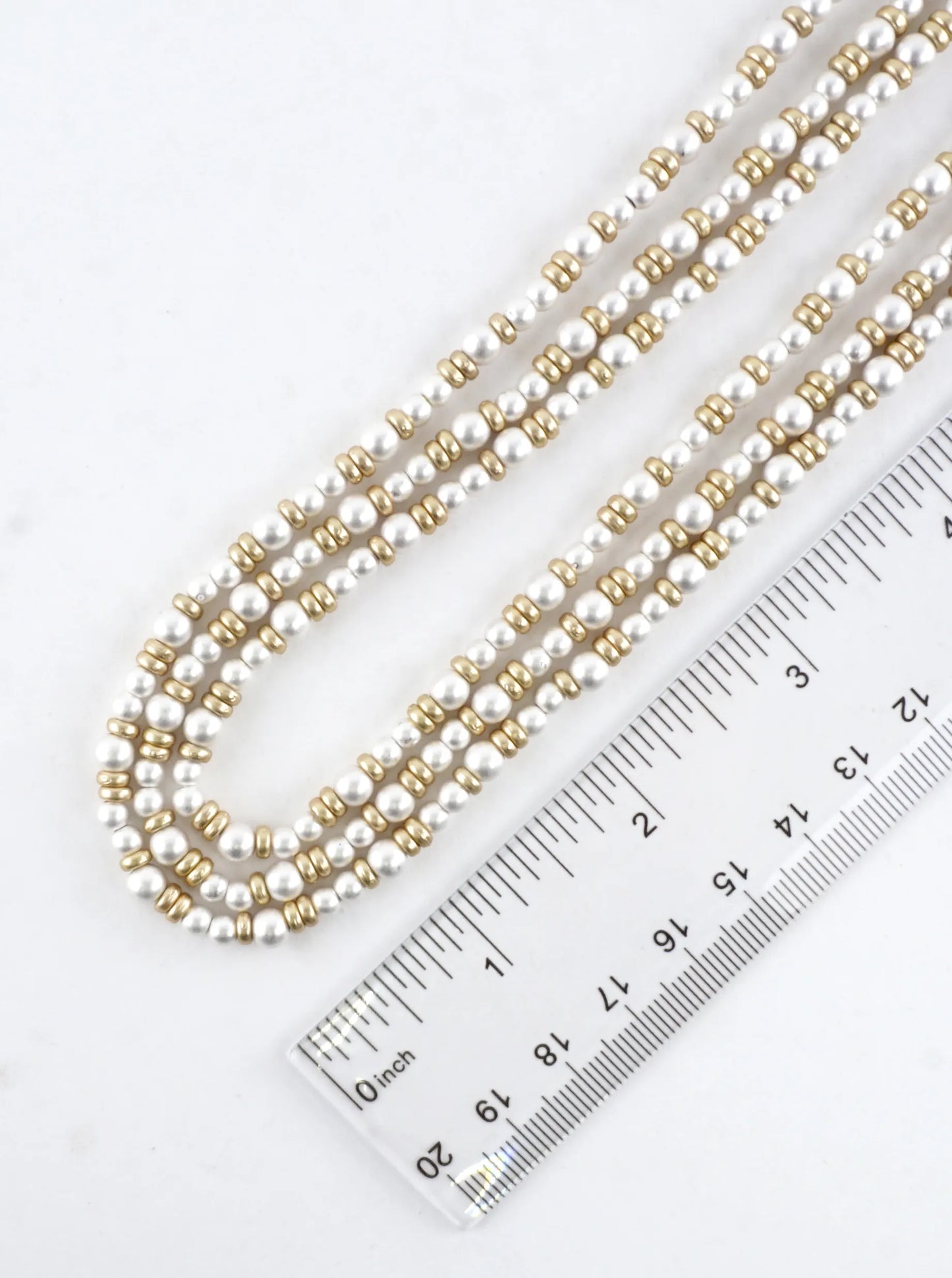 Multi Tone Metallic Beaded Layered Necklace