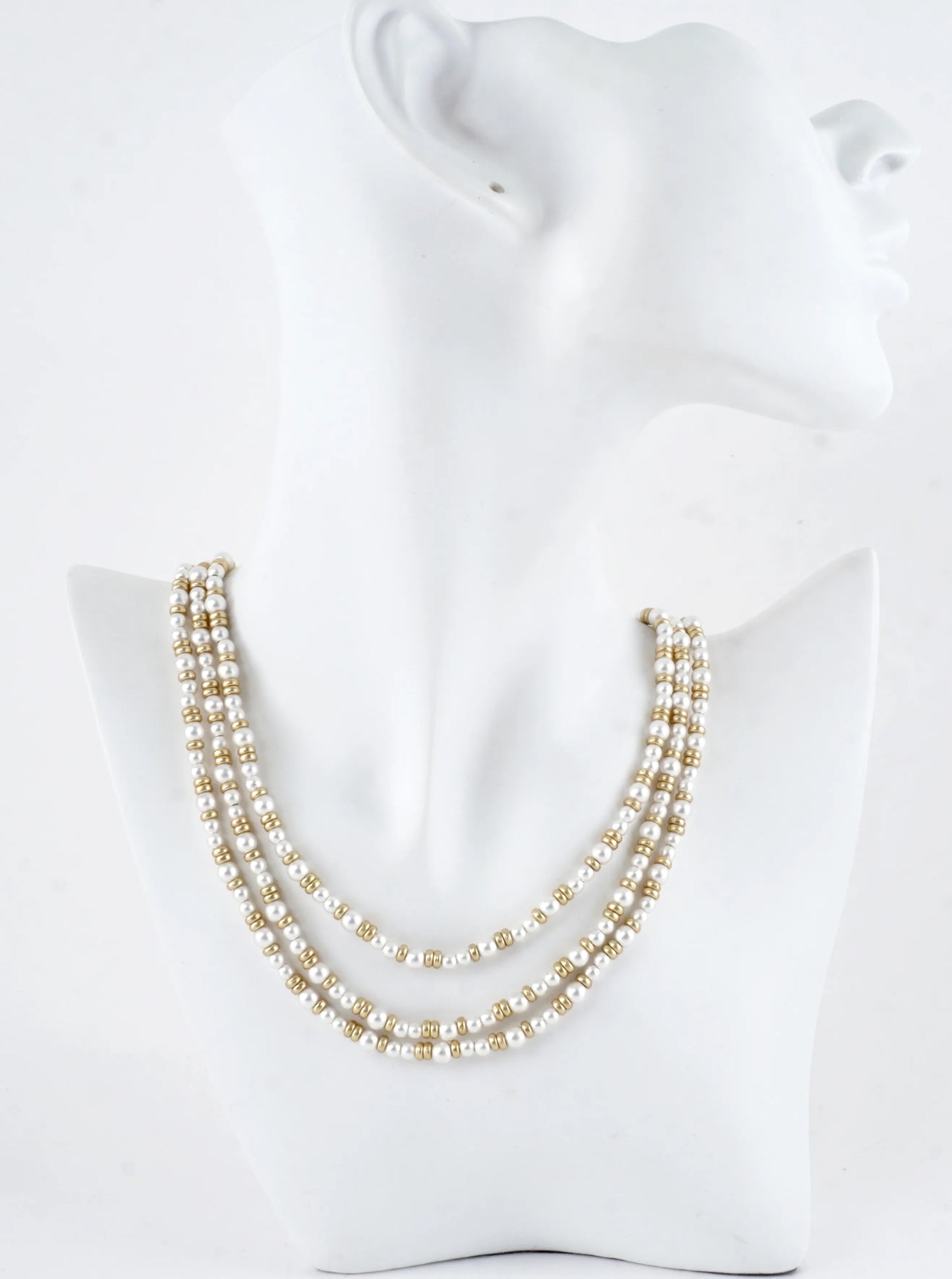 Multi Tone Metallic Beaded Layered Necklace