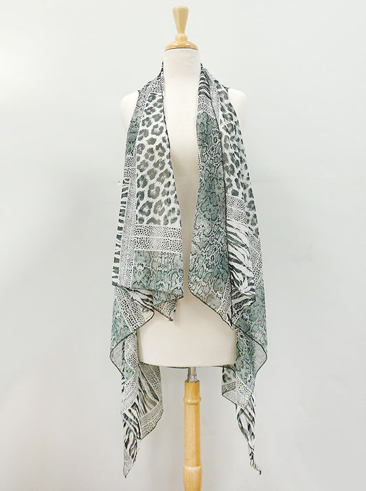 Multi Animal Print Lightweight Oblong Vest Scarf