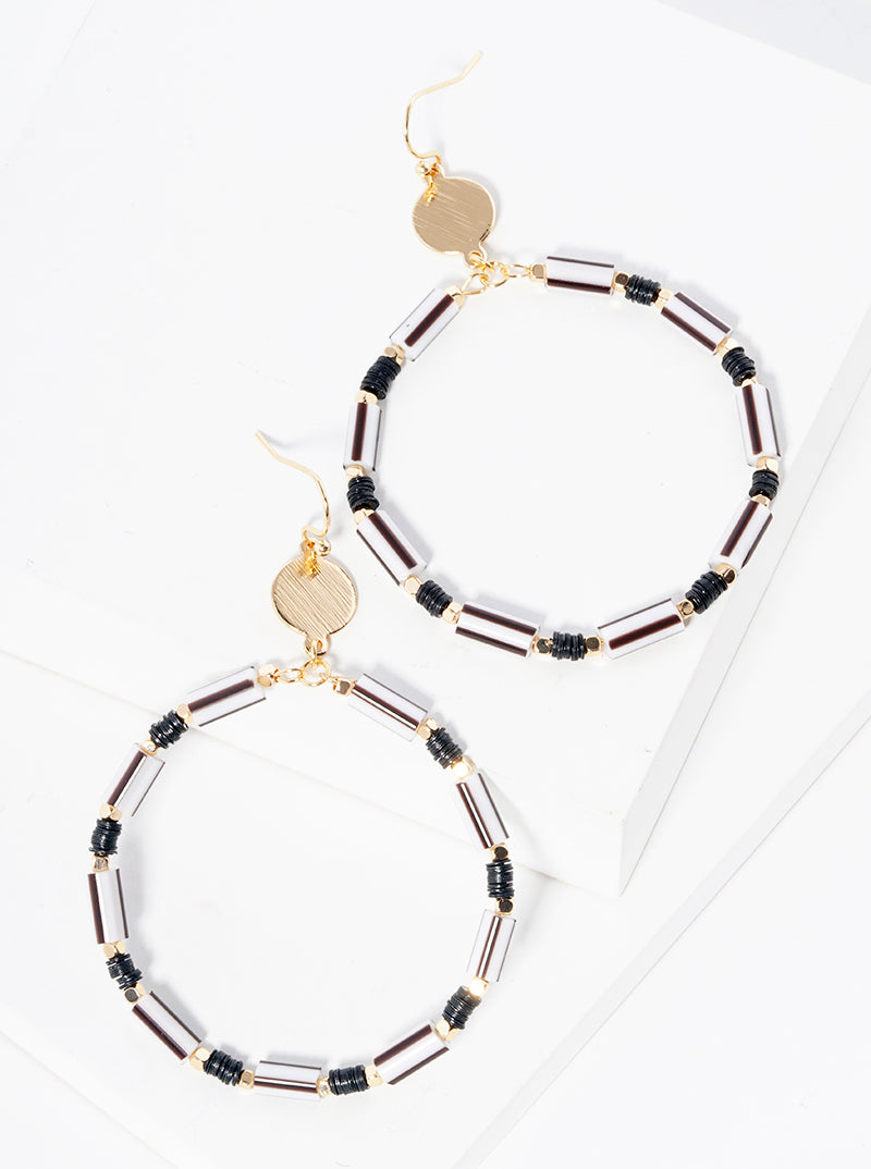 Multi Beaded Circle Dangle Drop Earrings