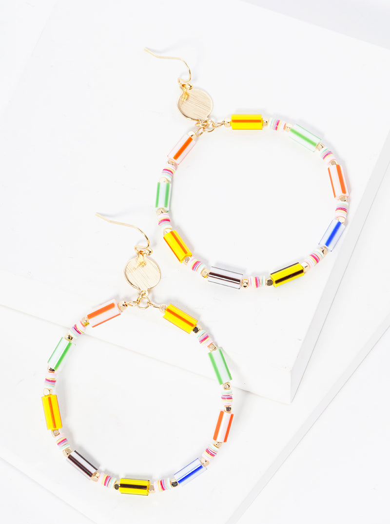 Multi Beaded Circle Dangle Drop Earrings